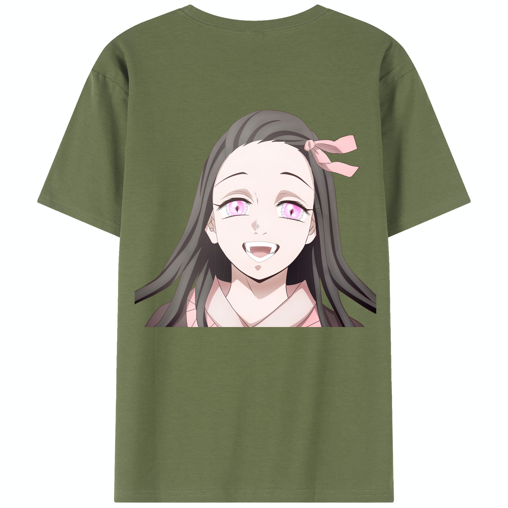 （画像用） 鬼滅の刃（きめつのやいば）竈門 禰󠄀豆子／かまど ねずこ Kamado Nezuko 綿100％半袖Tシャツ（背面プリント）